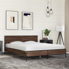 vidaXL Giroletto Rovere Marrone 160x200cm in Legno Multistrato Metallo