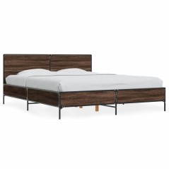 vidaXL Giroletto Rovere Marrone 160x200cm in Legno Multistrato Metallo