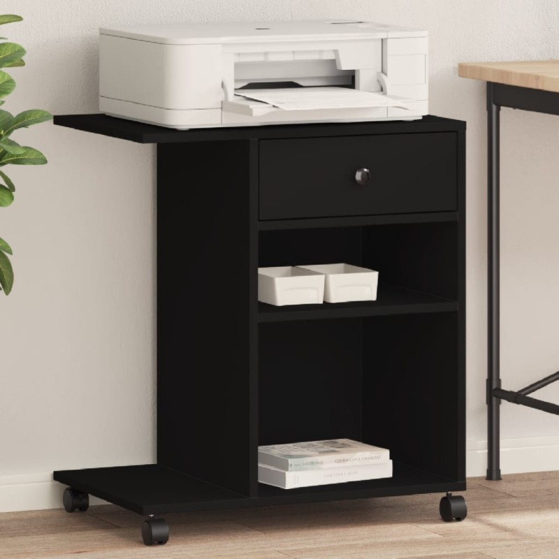 vidaXL Supporto per Stampante con Ruote Nero 60x40x68,5 cm vidaXL Supporto per Stampante con Ruote Nero 60x40x68,5 cm