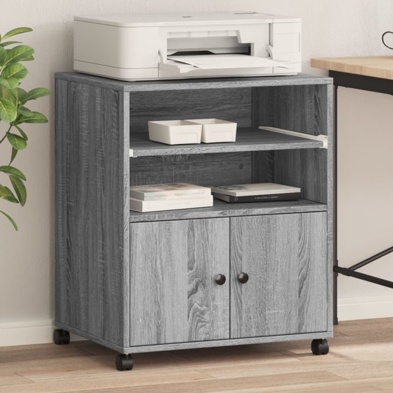 vidaXL Supporto per Stampante con Ruote Grigio Sonoma 60x48x74 cm vidaXL Supporto per Stampante con Ruote Grigio Sonoma 60x48x74 cm