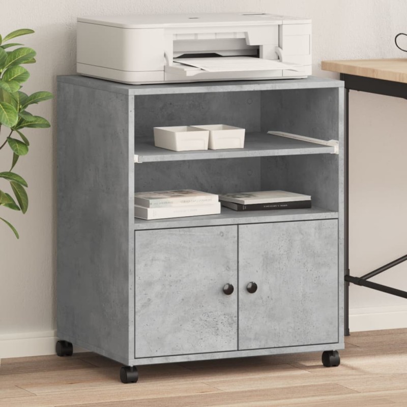 vidaXL Supporto per Stampante con Ruote Grigio Cemento 60x48x74 cm vidaXL Supporto per Stampante con Ruote Grigio Cemento 60x48x74 cm