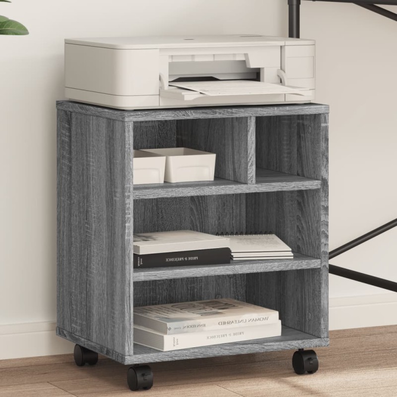 vidaXL Supporto per Stampante con Ruote Grigio Sonoma 41x32x48 cm vidaXL Supporto per Stampante con Ruote Grigio Sonoma 41x32x48 cm