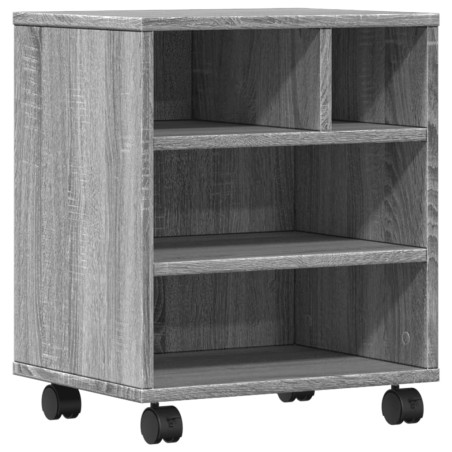 vidaXL Supporto per Stampante con Ruote Grigio Sonoma 41x32x48 cm