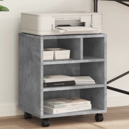 vidaXL Supporto per Stampante con Ruote Grigio Cemento 41x32x48 cm