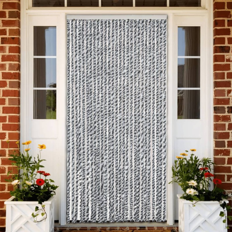 vidaXL Tenda Antimosche Grigia Nera e Bianca 118x220 cm in Ciniglia