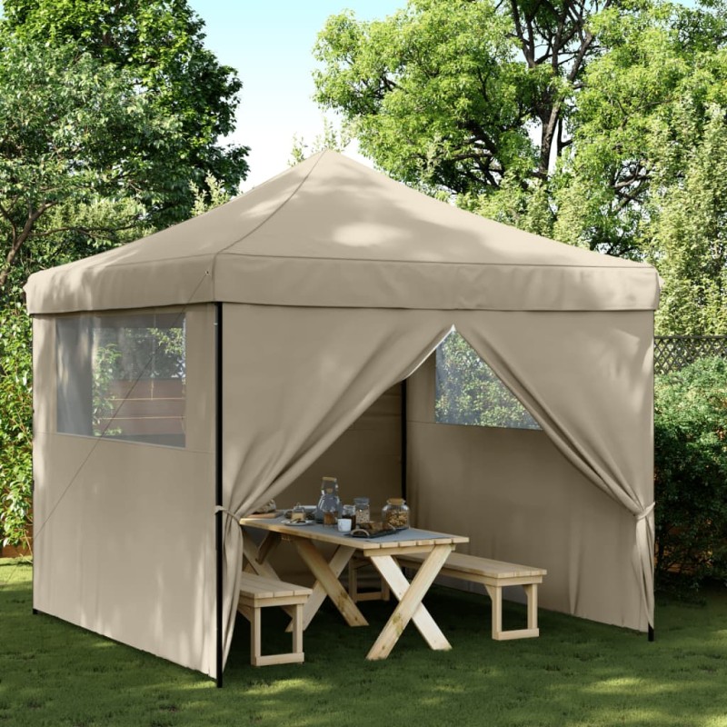 vidaXL Tendone per Feste Pieghevole Pop-Up con 4 Pareti Tortora vidaXL Tendone per Feste Pieghevole Pop-Up con 4 Pareti Tortora