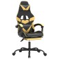 Sedia da Gaming Girevole con Poggiapiedi Nero e Oro Similpelle Sedia da Gaming Girevole con Poggiapiedi Nero e Oro Similpelle