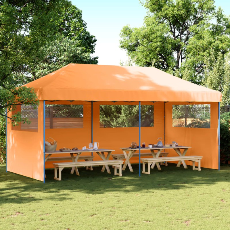 vidaXL Tendone per Feste Pieghevole Pop-Up con 3 Pareti Arancione vidaXL Tendone per Feste Pieghevole Pop-Up con 3 Pareti Arancione