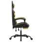 Sedia da Gaming Girevole con Poggiapiedi Nero e Oro Similpelle Sedia da Gaming Girevole con Poggiapiedi Nero e Oro Similpelle