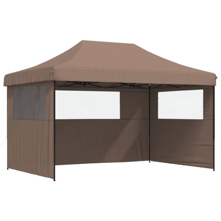 vidaXL Tendone per Feste Pieghevole Pop-Up con 3 Pareti Marrone