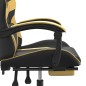 Sedia da Gaming Girevole con Poggiapiedi Nero e Oro Similpelle Sedia da Gaming Girevole con Poggiapiedi Nero e Oro Similpelle