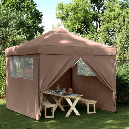 vidaXL Tendone per Feste Pieghevole Pop-Up con 4 Pareti Marrone