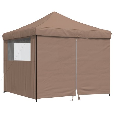 vidaXL Tendone per Feste Pieghevole Pop-Up con 4 Pareti Marrone