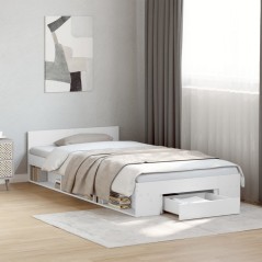vidaXL Giroletto con Cassetto Bianco 90x200 cm in Legno Multistrato