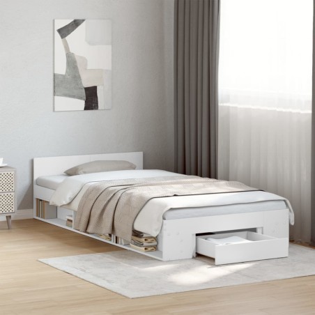 vidaXL Giroletto con Cassetto Bianco 90x200 cm in Legno Multistrato