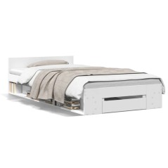 vidaXL Giroletto con Cassetto Bianco 90x200 cm in Legno Multistrato