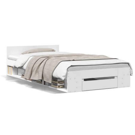 vidaXL Giroletto con Cassetto Bianco 90x200 cm in Legno Multistrato