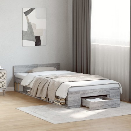 vidaXL Giroletto Cassetto Grigio Sonoma 90x190 cm Legno Multistrato