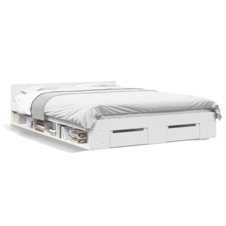 vidaXL Giroletto con Cassetti Bianco 135x190 cm in Legno Multistrato