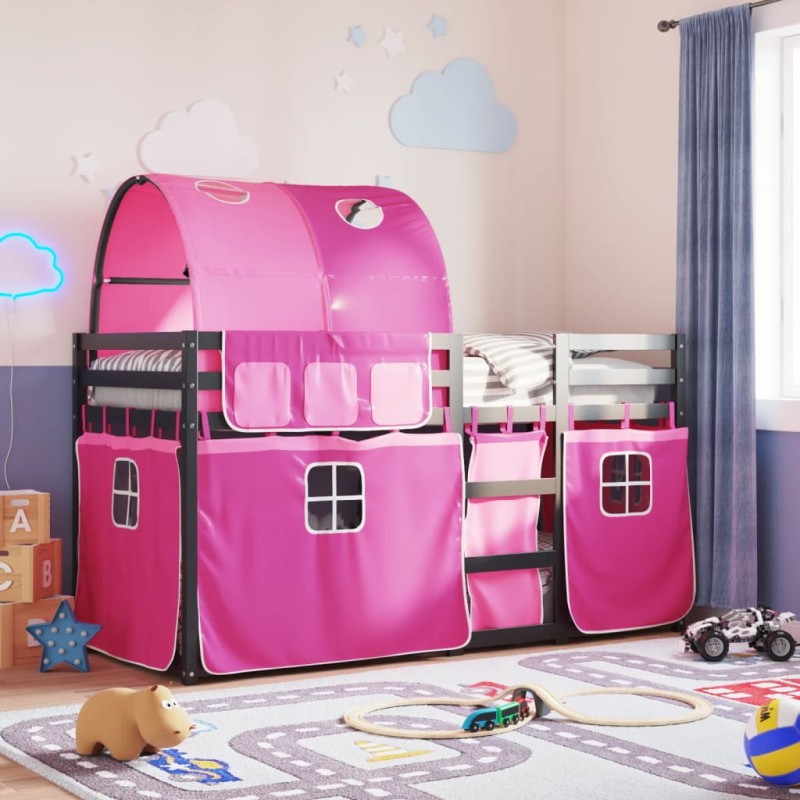 vidaXL Letto a Castello senza Materasso Rosa 90x200 cm Legno di Pino vidaXL Letto a Castello senza Materasso Rosa 90x200 cm Legno di Pino