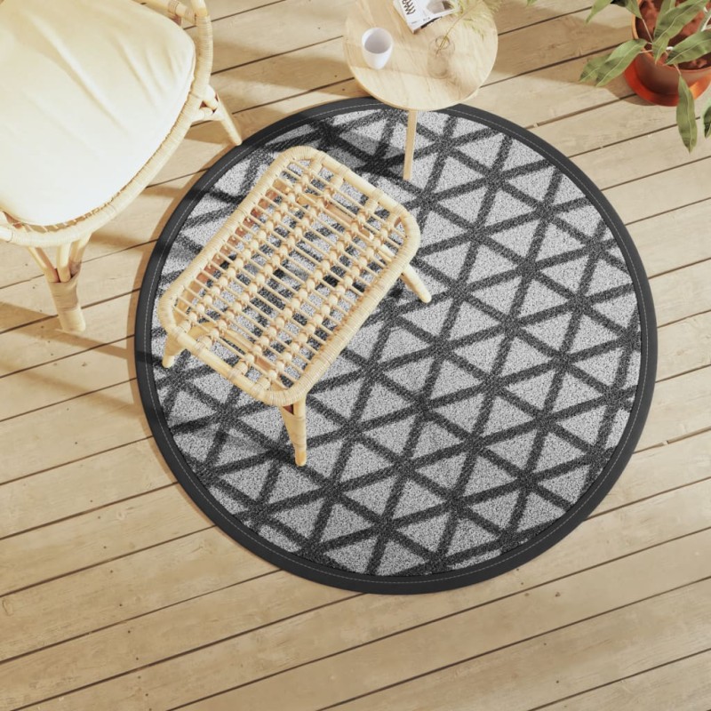 vidaXL Tappeto da Esterni Nero Ø120 cm in PP