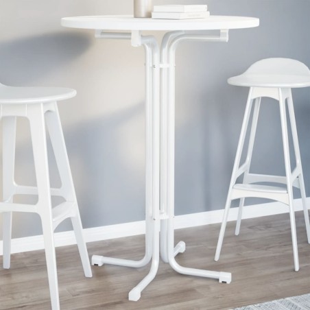 vidaXL Tavolo da Pranzo Bianco Ø80x110 cm Legno Multistrato e Acciaio