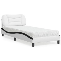 vidaXL Letto con Materasso Nero e Bianco 90x200 cm in Similpelle
