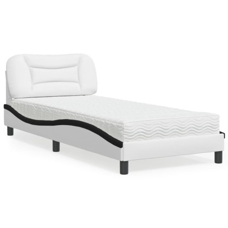 vidaXL Letto con Materasso Nero e Bianco 90x200 cm in Similpelle