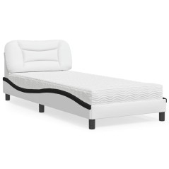 vidaXL Letto con Materasso Nero e Bianco 90x200 cm in Similpelle