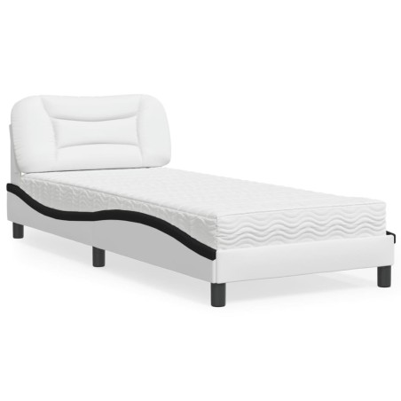 vidaXL Letto con Materasso Nero e Bianco 90x200 cm in Similpelle