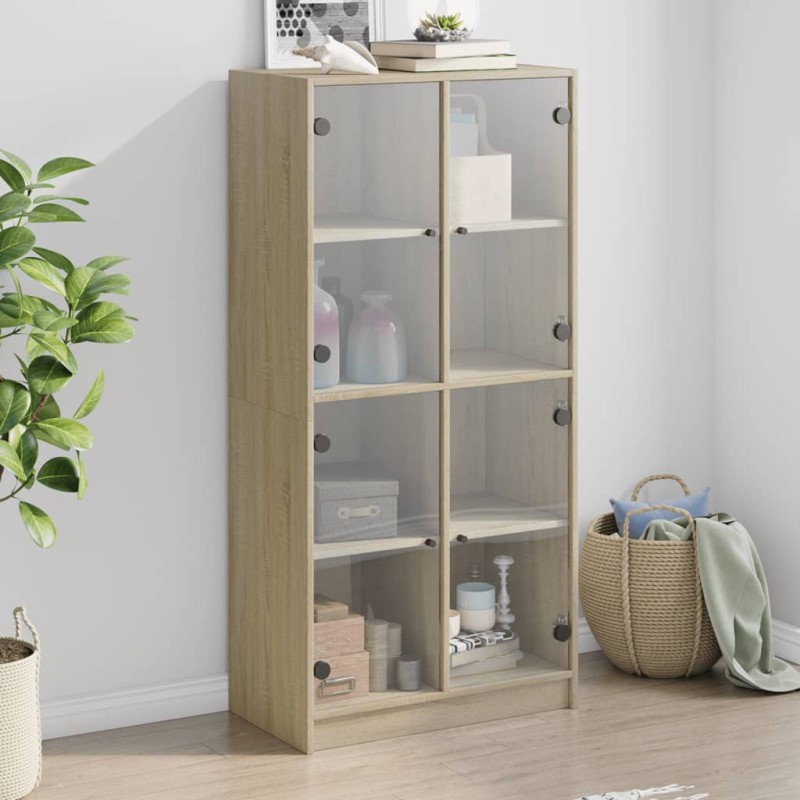 vidaXL Credenza con Ante Rovere Sonoma 68x37x142 cm Legno Multistrato vidaXL Credenza con Ante Rovere Sonoma 68x37x142 cm Legno Multistrato