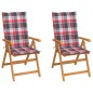 Sedie Giardino 2 pz con Cuscino Rosso a Quadri Massello di Teak Sedie Giardino 2 pz con Cuscino Rosso a Quadri Massello di Teak