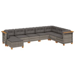 vidaXL Set Divano da Giardino 8 pz con Cuscini Grigio in Polyrattan