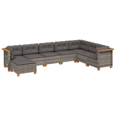 vidaXL Set Divano da Giardino 8 pz con Cuscini Grigio in Polyrattan