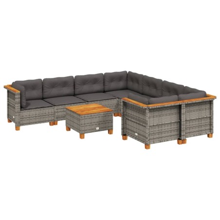 vidaXL Set Divano da Giardino 9 pz con Cuscini Grigio in Polyrattan