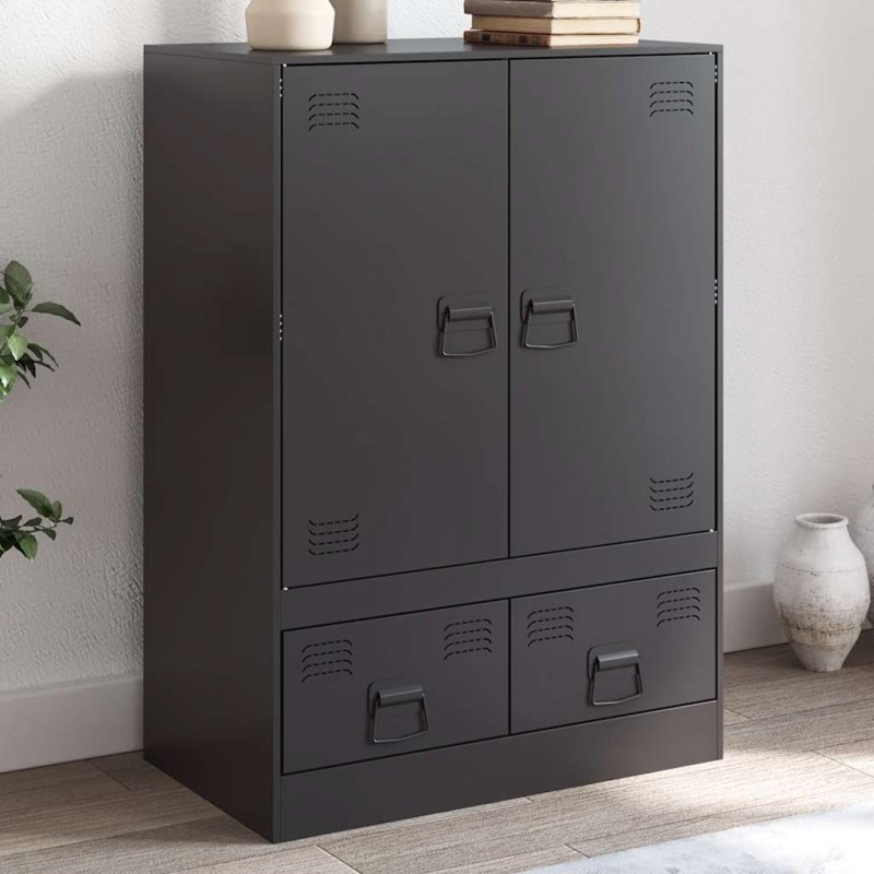 vidaXL Credenza Nera 67x39x95 cm in Acciaio vidaXL Credenza Nera 67x39x95 cm in Acciaio