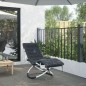 vidaXL Lettino Prendisole Geometrico con Cuscino Nero e Grigio Acciaio