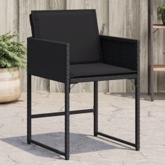 vidaXL Sedie da Giardino con Cuscini 4 pz Nere in Polyrattan