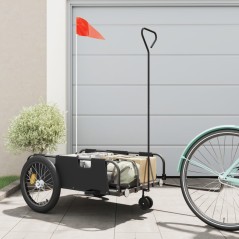vidaXL Rimorchio da Bici Nero Oxford e Ferro
