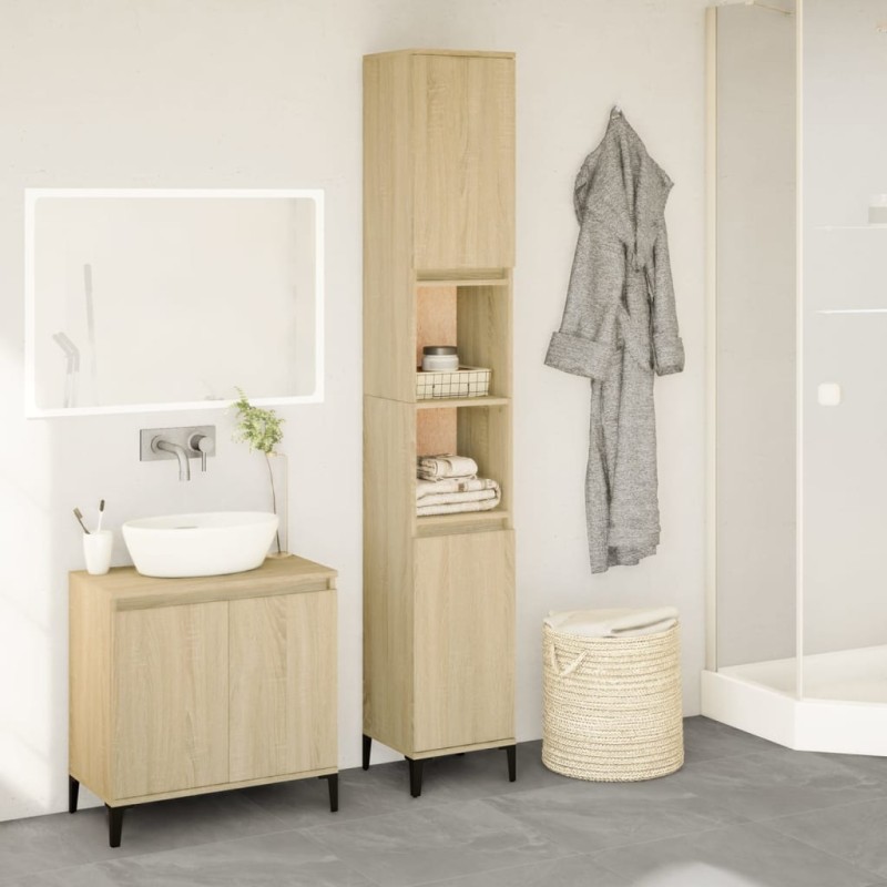 vidaXL Armadietto da Bagno Rovere Sonoma 30x30x190cm Legno Multistrato vidaXL Armadietto da Bagno Rovere Sonoma 30x30x190cm Legno Multistrato