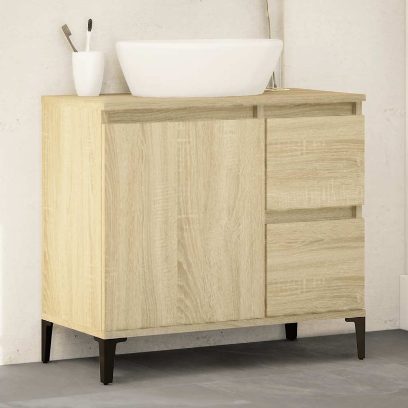 vidaXL Armadietto da Bagno Rovere Sonoma 65x33x60 cm Legno Multistrato vidaXL Armadietto da Bagno Rovere Sonoma 65x33x60 cm Legno Multistrato