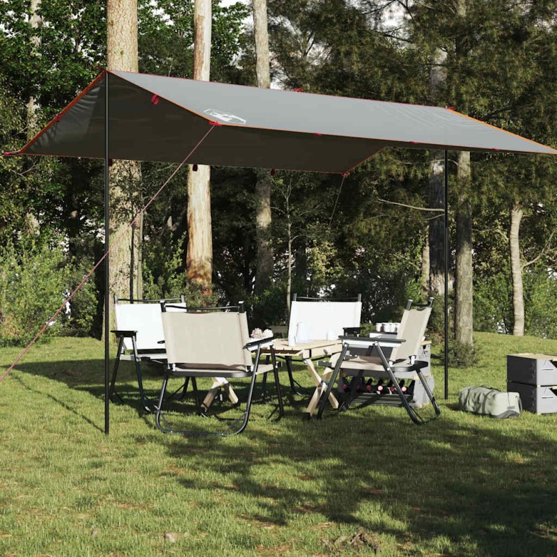 vidaXL Telone da Campeggio Grigio/Arancione 400x294 cm Impermeabile vidaXL Telone da Campeggio Grigio/Arancione 400x294 cm Impermeabile