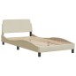 vidaXL Letto con Materasso Crema 100x200 cm in Tessuto vidaXL Letto con Materasso Crema 100x200 cm in Tessuto