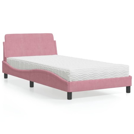 vidaXL Letto con Materasso Rosa 100x200 cm in Velluto
