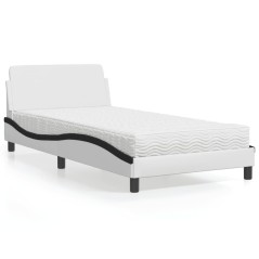 vidaXL Letto con Materasso Bianco e Nero 100x200 cm in Similpelle