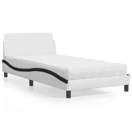 vidaXL Letto con Materasso Bianco e Nero 100x200 cm in Similpelle