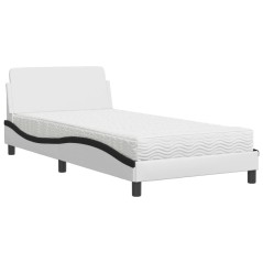 vidaXL Letto con Materasso Bianco e Nero 100x200 cm in Similpelle