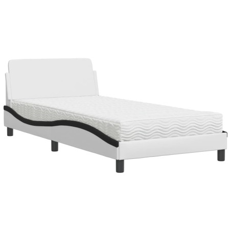 vidaXL Letto con Materasso Bianco e Nero 100x200 cm in Similpelle