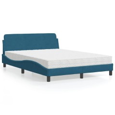 vidaXL Letto con Materasso Blu 120x200 cm in Velluto