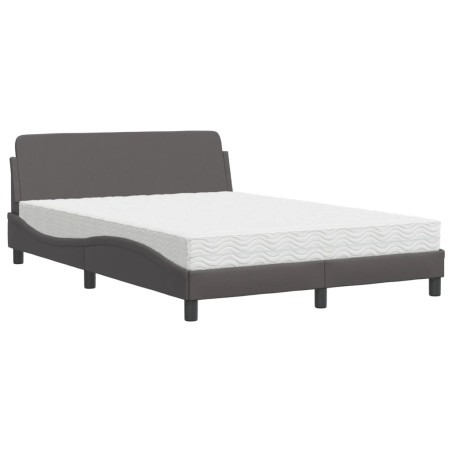 vidaXL Letto con Materasso Grigio 120x200 cm in Similpelle